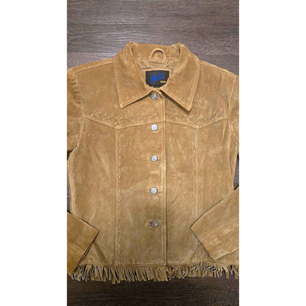 Vintage 90s Jou Jou Skins Suede Fringe Jacket Small